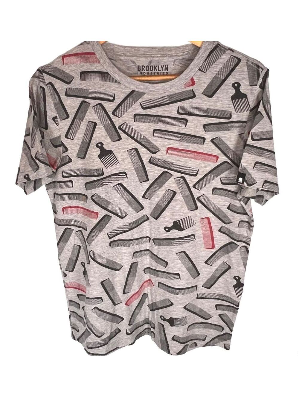 (Rare) Brooklyn Industries Barber Comb/Pick All Over Print Shirt Indie Sleaze M